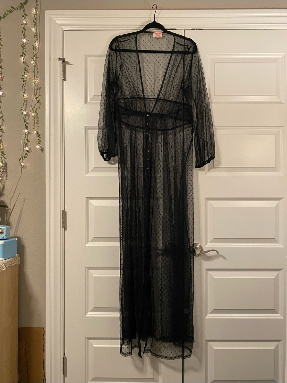 Showpo Black Sheer Polka Dot Maxi Duster